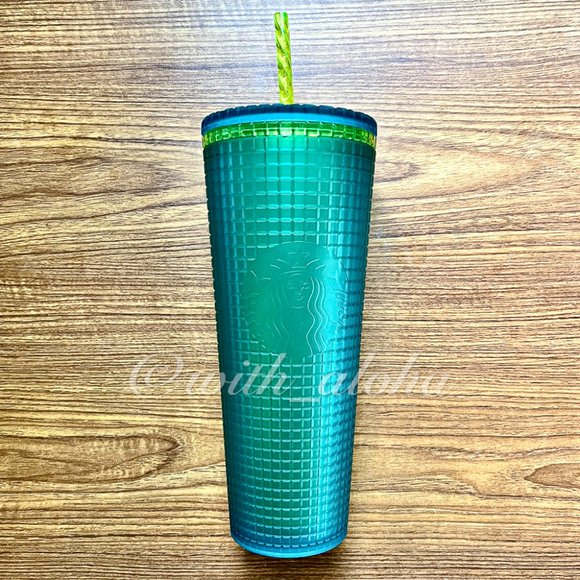 🌹SALE🌹NEW Starbucks 2022 Green Soft Touch Disco Grid Tumbler - Picture 1 of 3